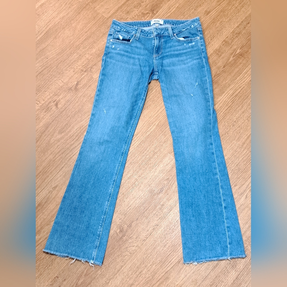 PAIGE Sloane Low Rise Distressed Denim Misses Jeans Size 27 - Picture 2 of 10